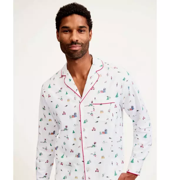 Men's Twill Pajama Set in Holiday Town