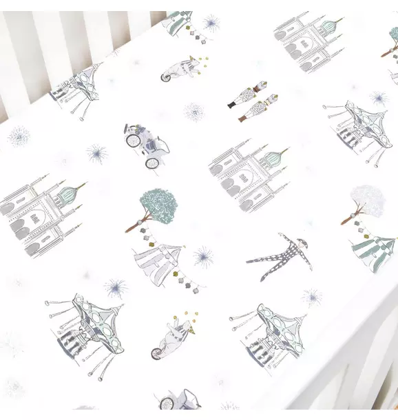 Adventures in Wonderland Crib Sheet - Aqua
