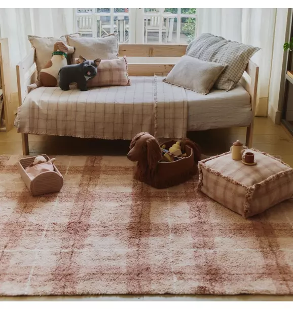 Washable Rug Tartan Rose