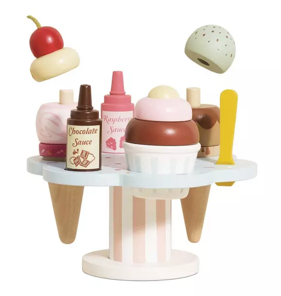 Wooden Ice Cream Stand & Toppings