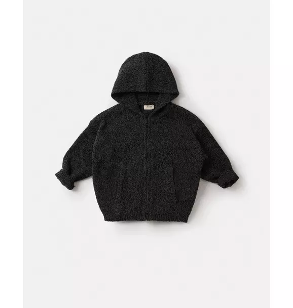 Zip Up Hoodie Fuzzy - Black Melange