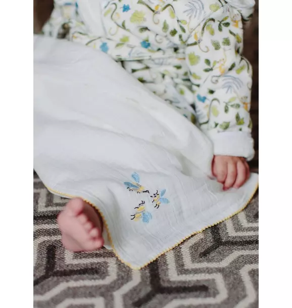 Bumblebee Embroidered Shawl Blanket