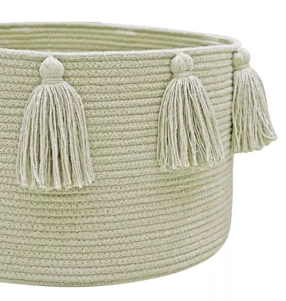 Basket New Tassels Olive