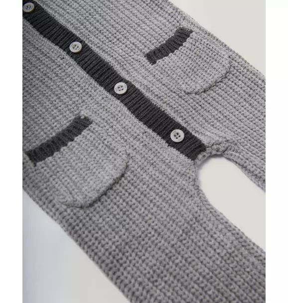 Long Sleeve Chunky Romper - Heather Grey/Black