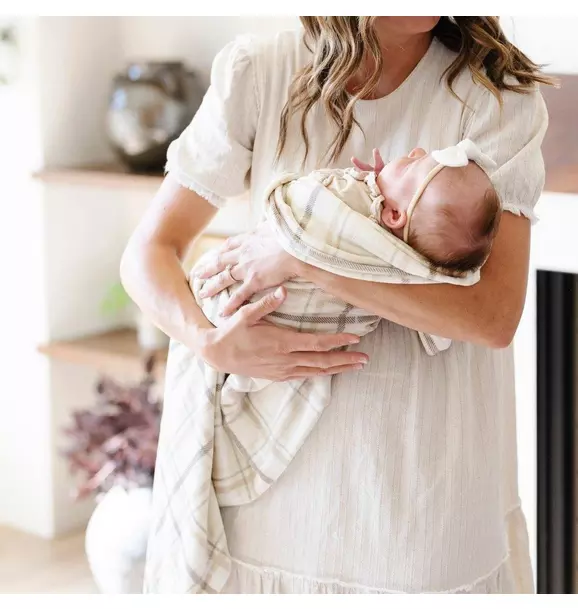 Minky Stretch Receiving Blanket in Plaid
