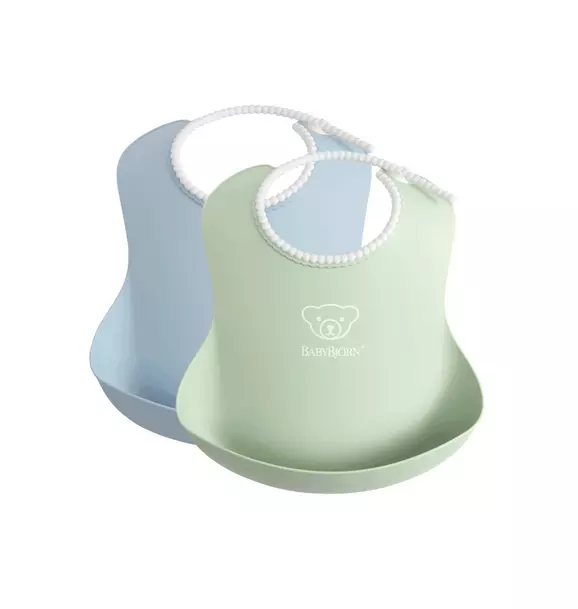 Baby Bib 2-Pack, Green / Blue