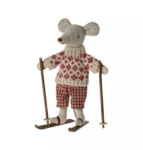 Winter Mouse with Ski Set, Mum