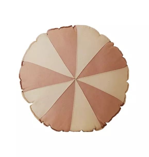 “Powder Pink Circus” Round Patchwork Pillow