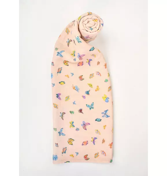 Blush Peach Madame Butterfly Shawl Blanket