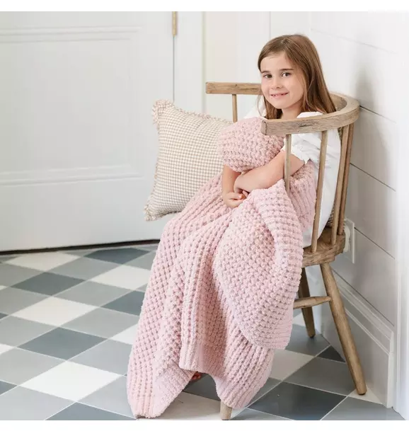 Waffle Knit Blanket in Rosette
