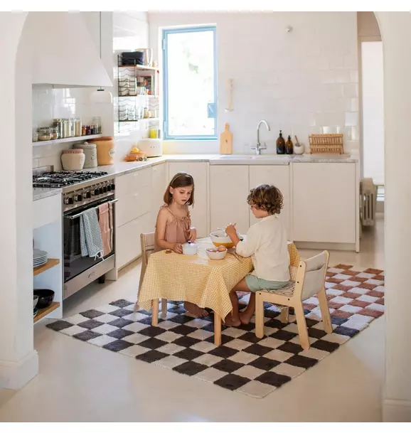 Washable Rug Kitchen Tiles Dark Grey