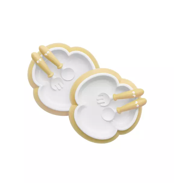 Baby Plate, Spoon & Fork, 2 Sets, Powder Yellow