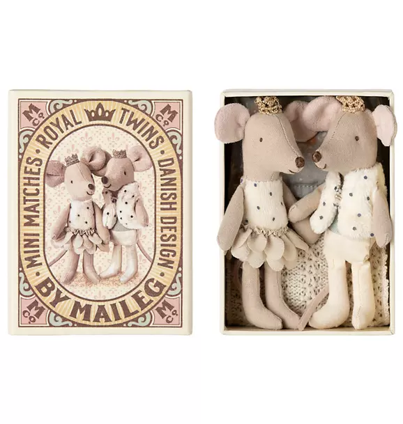 Royal twin mice, Little sister and brother in matchbox
