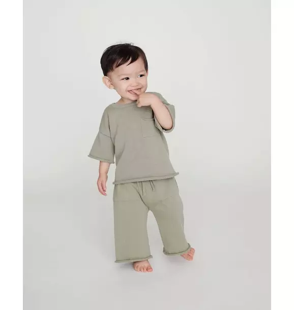 Boxy Cotton Tee Pocket - Sage