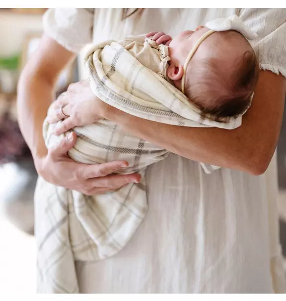 Minky Stretch Receiving Blanket in Plaid