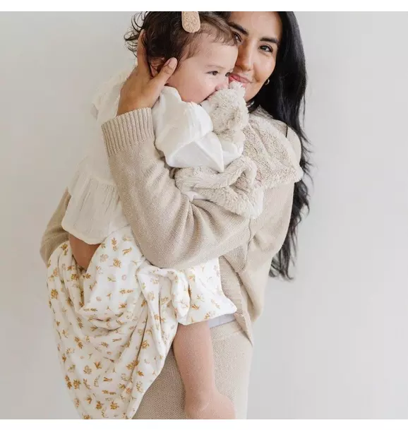 Minky Stretch Receiving Blanket in Floral