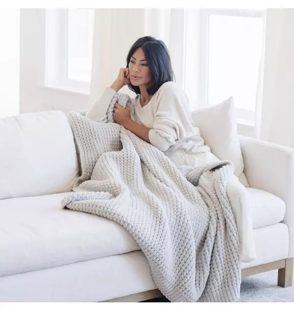 Waffle Knit Blanket in Moonbeam
