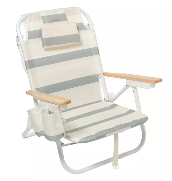 Deluxe Beach Chair: La Palma Sage Stripe