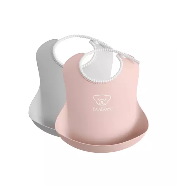 Baby Bib 2-Pack, Gray / Pink