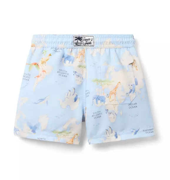 Recycled Animal Map Swim Trunk