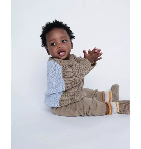 Long Sleeve Sweater Chunky - Olive/Blue