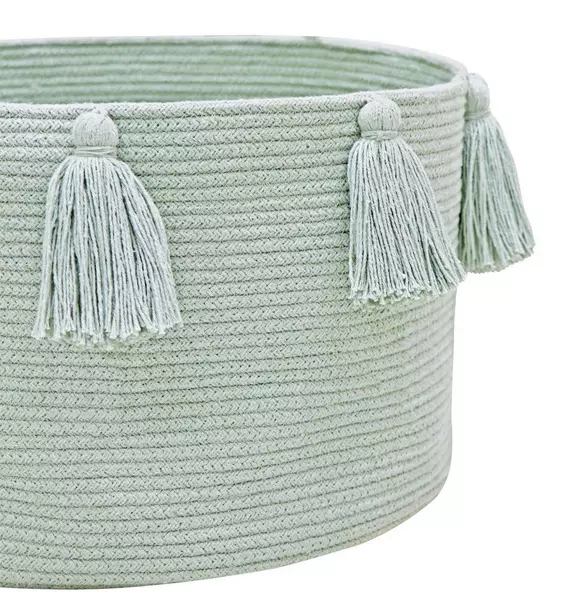 Basket New Tassels Blue Sage