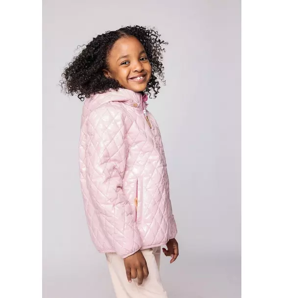Shiny Ballerina Pink Quilted Puffer Coat