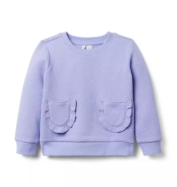 Quilted Jacquard Ruffle Pocket Sweatshirt