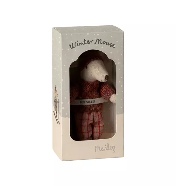 Winter mouse with ski set, Big sister - Rose