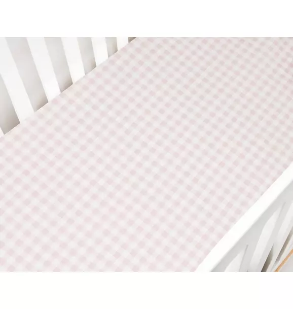 Picnic Gingham Crib Sheet - Pink