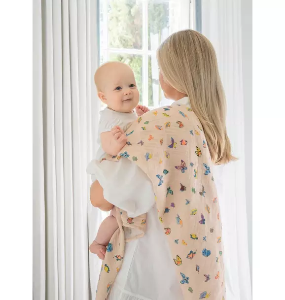 Blush Peach Madame Butterfly Shawl Blanket