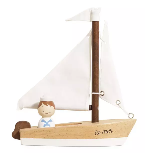 Wooden Sailing Boat & Captain