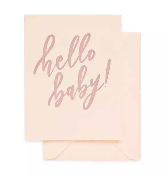 Hello Baby Pink Baby Greeting Card