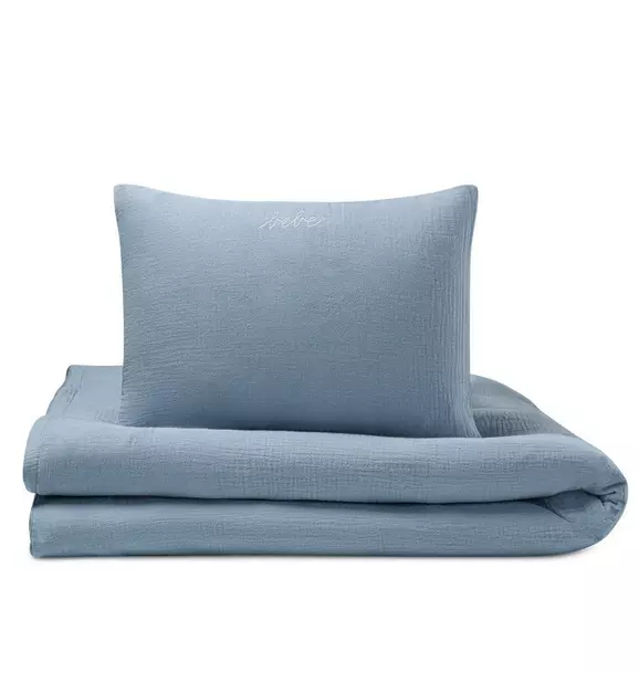 Gauze 3 Piece Blue Crib Set in Pouch