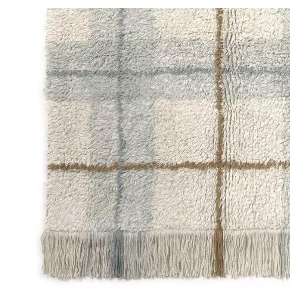 Washable Rug Tartan Blue Sage