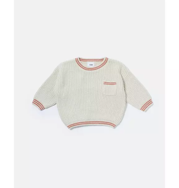 Boxy Sweater Tennis Chunky - Ecru/Terracotta