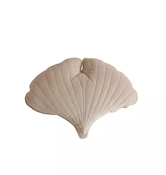 Velvet “Cream” Ginkgo Leaf Pillow