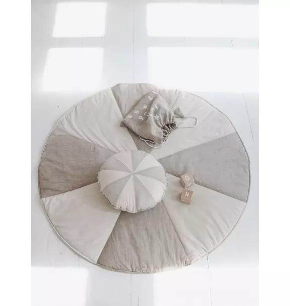 “Cream Circus” Round Patchwork Pillow