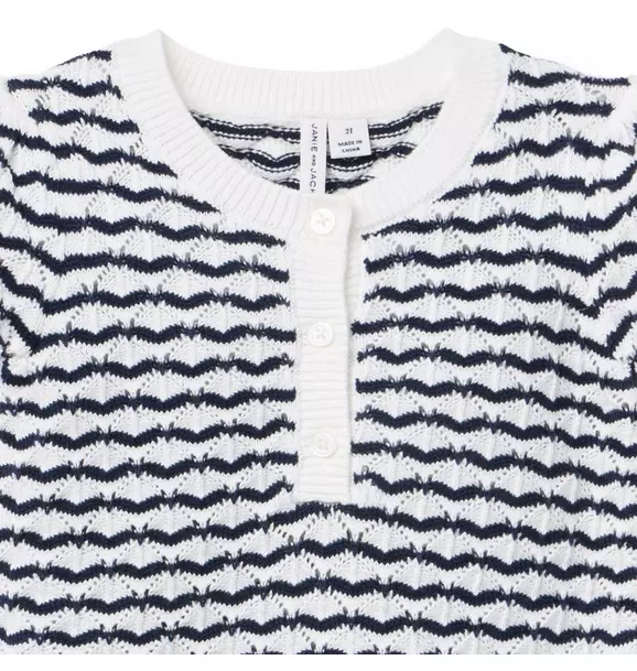 Wavy Striped Pointelle Sweater Top