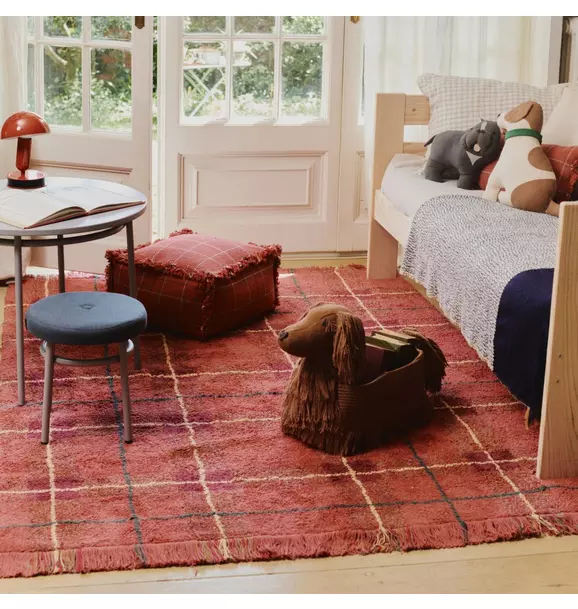 Washable Rug Tartan Vintage Red