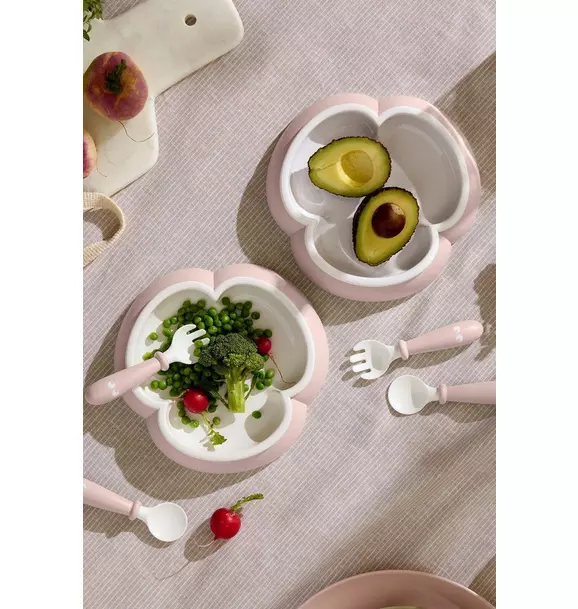 Baby Plate, Spoon & Fork, 2 Sets, Powder Pink