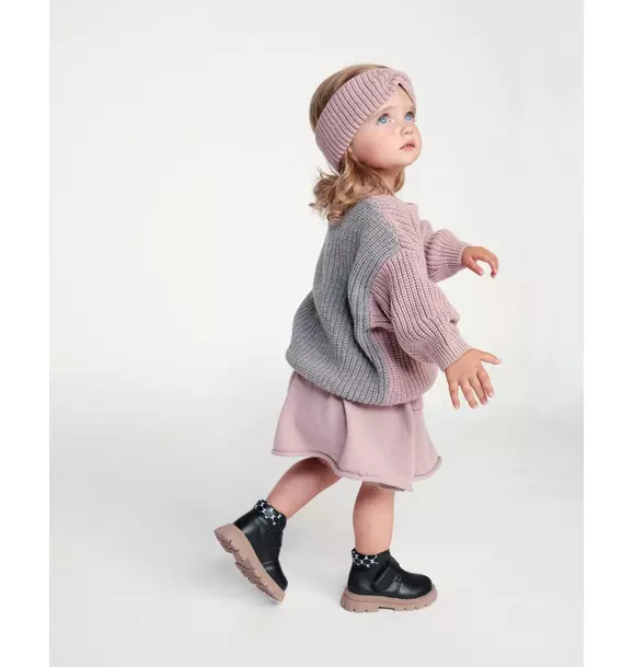Long Sleeve Sweater Chunky - Ash Rose/Heather Grey
