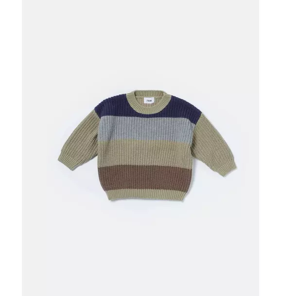 Boxy Sweater Chunky - Olive Multicolor