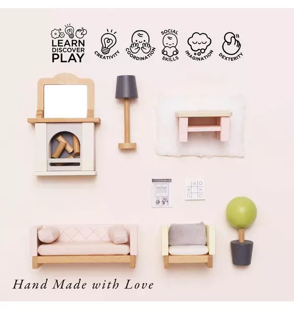 Wooden Dolls house Living Room - 19 Piece