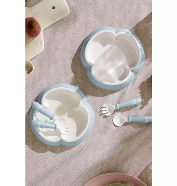 Baby Plate, Spoon & Fork, 2 Sets, Powder Blue