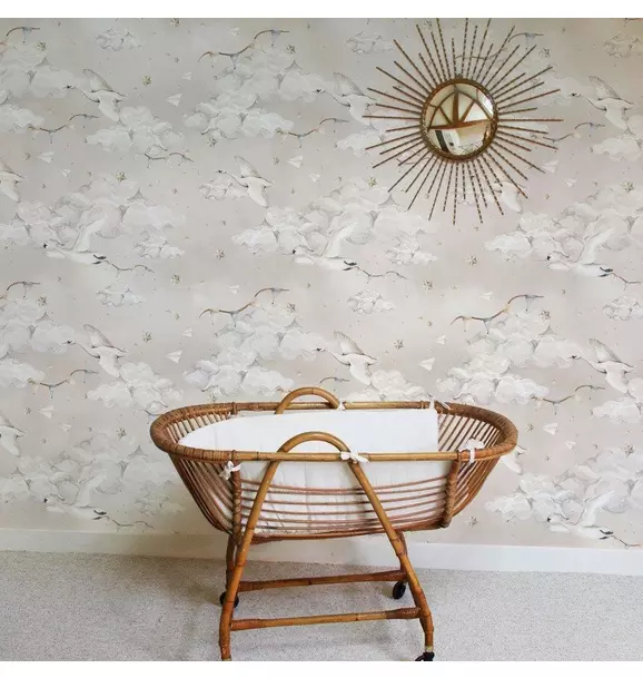 Magic Swans Beige Wallpaper