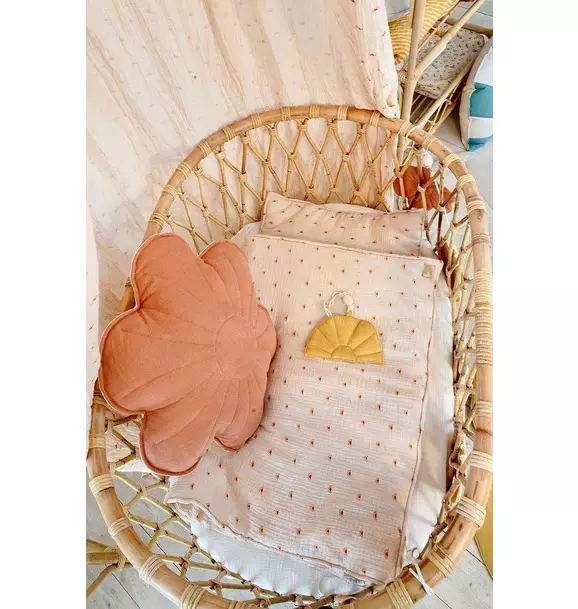 Linen "Papaya" Flower Pillow
