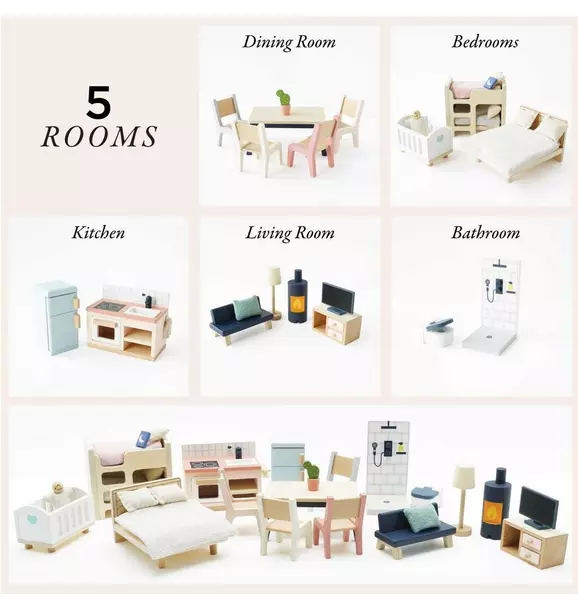Complete Dolls house Furniture Set - 35 Piece