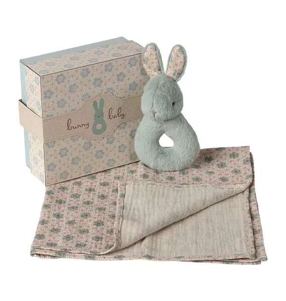 Rabbit rattle set - Mint
