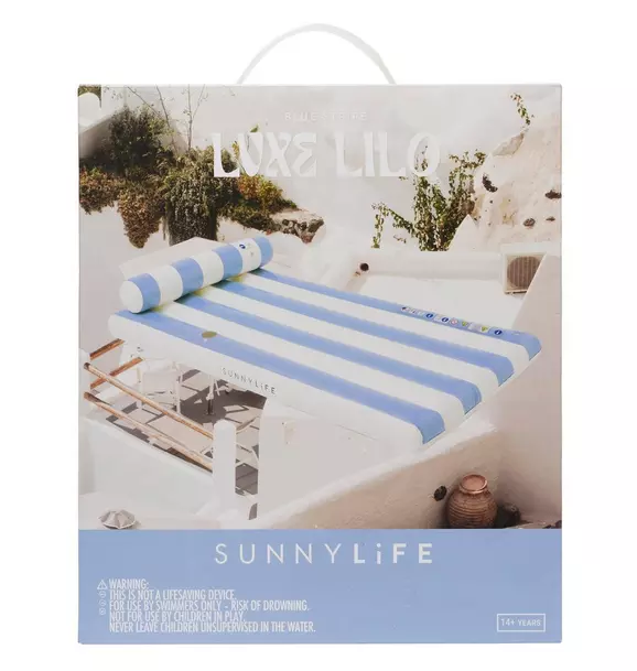 Luxe Lilo Pool Float: Blue Stripe